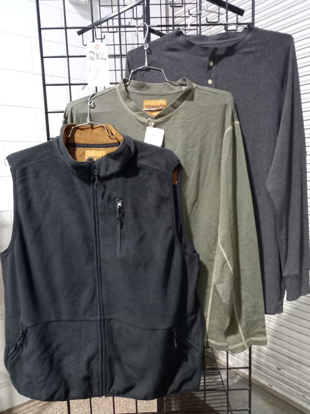 Men's Fleece Full Zip Vest with Corduroy Collar + 2-Long Sleeve Henleys | 2XL
